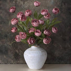 6 Pcs 27" Faux Silk Peony Artificial Flowers Stems for Vase (Warm Pink) by VIERENA