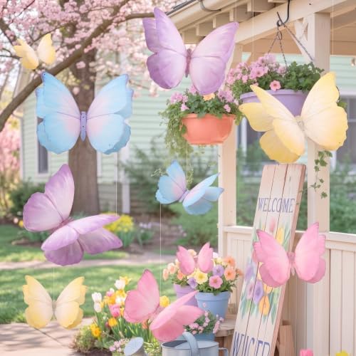 16 Pcs Large Butterfly Party Decoration 3D Pastel Double Layer by Unknown