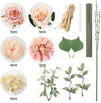 YYHUAWU Artificial Flowers Combo Box Set Gradient Color Flower Leaf with Stems for DIY Wedding Bouquets Centerpieces Baby Shower Party Home Decorations Peach - Image 3
