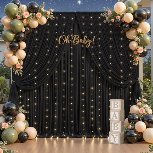 Black Tulle Backdrop Curtain for Parties Wedding,20ft x 10ft Wrinkle Free Curtain Backdrop,2 Layer Drapes for Backdrop,Polyester Back Drop for Bridal Shower Birthday Baby Shower Photography - Image 3