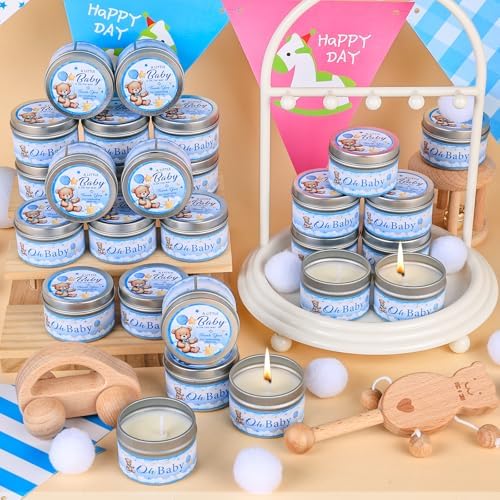 VISCOO 30 Pack Baby Shower Party Favors for Guests Prizes,Candles Blue - Image 5