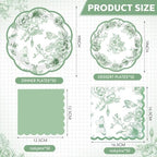 Funnymoom 200 Pcs Sage Green Floral Party Decorations Paper Plates Serve 50 - Image 2
