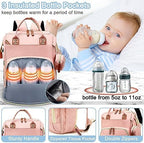 SHITIESHOU Diaper Bag Backpack Baby Bag, Baby Girl Boy Diaper Bag for Dad Mom with Pad,16 Pockets, Pacifier Case, Large Diaper Bags Unisex for Travel (Orange Pink) - Image 4