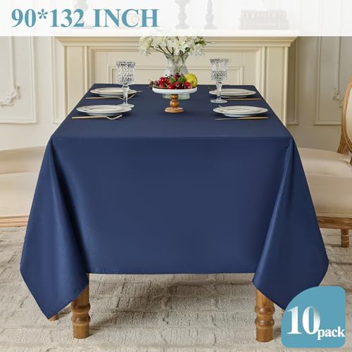 VidaFete 10 Pack 90 * 132inch Navy Rectangle Tablecloth for 6ft Tables - Image 5