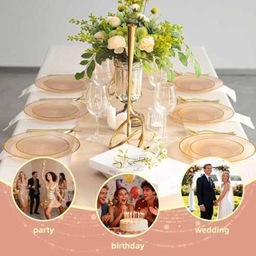 N9R 180PCS Orange Brown Plastic Plates Disposable, Fancy Dinnerware Set - Image 6