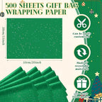 500 Sheets Green Glitter Tissue Paper 15 x 20 Inch for Christmas Gift Bags - Image 3