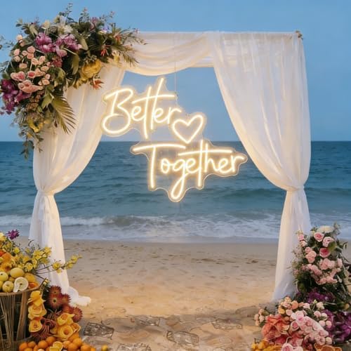 Better Together Neon Sign, 23 Inch Personalized Wedding LED Neon Light Engagement Party Decor Proposing LED Sign Gift-Warm White - Image 4