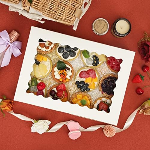 TOMNK 30pcs Cookie Boxes with Window,14x10x2.5 In White Treat Boxes - Image 5
