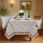 Ridhi Block Print Brown Meadow Vine Rectangle Cotton Tablecloth 108" x 60" Reusable Table Cover Decorative Everyday Use for Dining, Farmhouse, Home Gift for Spring, Easter, Valentine - Image 2