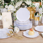 ejonirinjonir 180pcs Elegant White Plastic Plates with Gold Rim for Wedding - Image 5