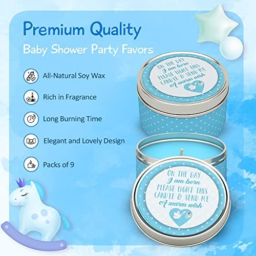 Majestic Zen Baby Shower Candle Favors Gift Set | 9-Pack Neutral Scented Soy Wax Candles | Fresh Baby Powder Scent | 30–40 Hour Burn | Unique Gender Reveal Party Favors & Baby Shower Decorations - Image 5