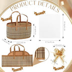 Reallnaive Baskets for Gifts Empty Sturdy Woven Bamboo Gift Basket with Gift Bags and Ribbons for Christmas Thanksgiving Birthday Mothers Day Housewarming Party Gift Wrapping, 12"x 8"x 6"(3 Set) - Image 2
