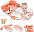 4 in 1 Tummy Time Mat with Educational Cards, Play Mat & Sitting Support for Newborn 0-12 Months, Infant Baby Sit Me Up Floor Seat, Sensory Skills Gifts, Fox by Unknown