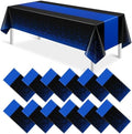 MASHAN 12Pcs Black and Blue Tablecloth Party Decorations,Plastic Black Table Cloth Printed Blue Runner Disposable Rectangle Table Cover for Birthday Wedding Anniversary Graduation Party,54 x108 Inch by MASHAN