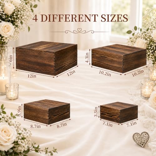 4 Pack Wooden Buffet Risers Cupcake Stand Buffet Display with Mini Signs - Image 2