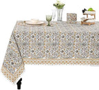 Ridhi Goldenrod Yellow Hand Block Print Cotton Tablecloth 190 x 72 Inch by Ridhi