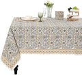 Ridhi Goldenrod Yellow Block Print Cotton Rectangle Table Cloth, 54x54 inch by Ridhi