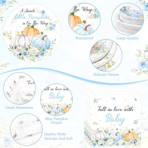 Pickmesh 400 Pcs Little Pumpkin Baby Shower Plates and Napkins Set - Image 3