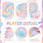 Pickmesh 400 Pcs Tie Dye Party Supplies Paper Plates and Napkins Serve 50 - Image 2