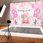 We Can Bearly Wait Backdrop 12x10 FT Pink Boho Baby Shower Background - Image 4