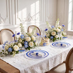 I00000 350 Pcs Dark Blue Plastic Plates Set for 50 Guests,Blue Dinnerware Include 50 Dinner Plate 50 Dessert Plate,50 Cups,50 Pre Rolled Napkins with Cutlery Set for Party Wedding - Image 4