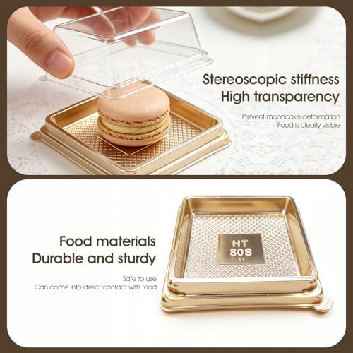 BenRan 100 Set 3.5 Inch Mini Cake Containers Clear Mooncake Boxes - Image 4