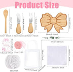 56 Pcs Pink Bow Baby Shower Prizes for Game Winners 6 Sets Bamboo Cheese Board Spoon Fork Butter Spreaders Plaid Towel Thank You Card and Gift Bags for Coquette Pink Bow Baby Shower Favors - Image 2
