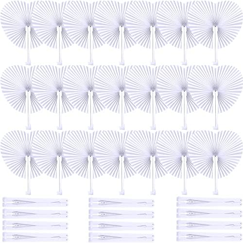 Unittype 150 Packs Heart Shaped Paper Fans for Wedding Guests,White by Unittype