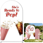 NIVIUS PHOTO She's Ready to Pop Baby Shower Arch Backdrop Cover, Party Decorations, Chiara Arch Cover for Gender Reveal, Birthday Party Photo Booth (6.5FT,G-05631) by NIVIUS+PHOTO