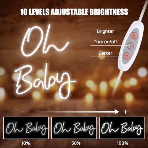 Oh Baby Neon Signs - 25” X 10” Led Light Up Oh baby Sign for Backdrop Decor Baby Shower Wedding Birthday Gender Reveal Party Decorations - Image 3