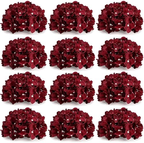 Burgundy Hydrangea Flower Balls for Centerpieces - 12 PCS by DIYDOFUN