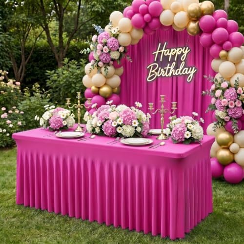 2Pack Spandex Tablecloth for 6FT Rectangle Tables,Table Skirt - Image 2
