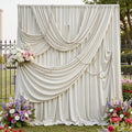 10ftx12ft Beige Backdrop Curtains for Wedding Party 2 Panels 5×12FT Tall by LeegleriTableSkirt