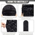 MODFUNS 6FT Black Sequinence Arch Cover Backdrop Covers Sequin Spandex Arch Covers Wedding Arch Cover Backdrop Fabric Glitter Arch Back Drop for Wedding Party Birthday Decoration - Image 6