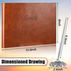 Geyee Leather Guest Book and Pen Stand Set, 10.5" x 8", Brown - Image 2