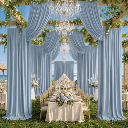 50ftx14ft Dusty Blue Backdrop Curtain for Wedding Parties by PartyVillage