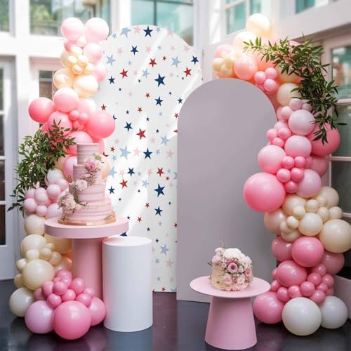 4th of July Arch Backdrop Cover 7.2 FT, Red Blue Stars Independence Day Wedding Arch Cover Stretchy Backdrop Stands Covers for Birthday Party Ceremony Banquet Decor - Image 5