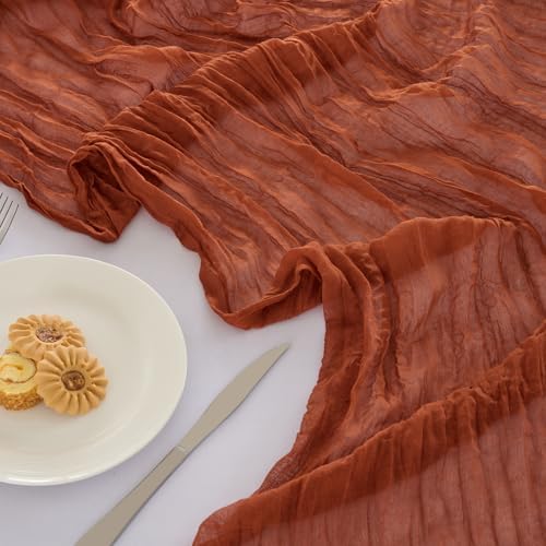 Fanami 6 Pack Cheesecloth Table Runner -10FT Terracotta Boho Gauze Cheese Cloth Table Runner 120 Inches Long Rustic Sheer Fabric Centerpieces for Wedding Birthday Party Bridal Baby Shower Decorations - Image 2