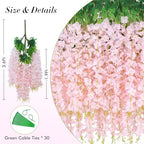 Waipfaru 36 Pack Hanging Flowers - 3.6' Light Pink Artificial Vines for Decoration - Image 4