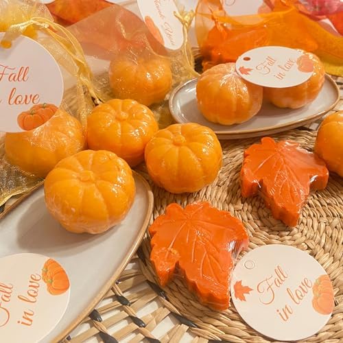 54 Sets Fall Bridal Shower Favors Decor Maple Pumpkin Soaps Fall in Love Wedding Autumn Thank You Gifts Bulk for Guest Women with Bags Cards Tags (54) - Image 4