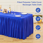 Wish Care 3 Pack Royal Blue Polyester Table Clothes for 6 Foot Rectangle Tables, Wrinkle Free Fitted Table Cover with Pleated Ruffle Table Skirt for Party Baby Shower Wedding Birthday Event Display - Image 4