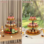 IBUYKE 3 Tier Round Cupcake Display Stand,Rustuc Brown TLJ029H - Image 4