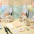 61 Pcs Baby Shower Game Prizes for Winners 6 Sets Creamy White Wedding Bridal Shower Gifts Include Notebook Pen Hair Tie Ceramic Mugs Thank You Card Eucalyptus Leaves Party Gifts for Guests - Image 4