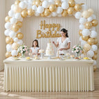 4 Pack Beige Table Cloth for 8 Foot Rectangle Tables Spandex Fitted Tablecloth 8ft Stretch Table Covers Skirt Beige Banquet Tablecloths Wrinkle Free Tablecloth for Party Wedding Birthday Event - Image 3