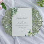ponatia 25PCS 5.12 x 7.1 '' Sage Green Laser Cut Wedding Invitations Cards with Envelopes for 5x7 Invitation Cards Wedding Baby Bridal Shower Engagement Sweet 16 Birthday Invite - Image 5