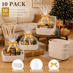 10 Pack White Woven Gift Baskets with Gift Bags and Ribbons, 12"x8"x5" - Image 3