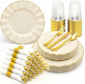 Glowserve Scalloped Plastic Plates Dinnerware Set 175 PCS for 25 Guests by glowserve