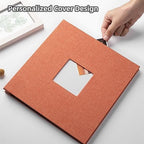 HoneyTolly Large Photo Album Self Adhesive, DIY Scrapbook Album for 4x6 8x10 10x12 Pictures, 60 Pages Linen Cover Memory Book, Ideal Gift for Family Wedding Baby Christmas Anniversary(Orange) - Image 2