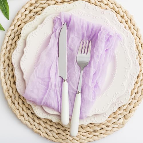 100 Pack Lilac Cloth Napkins 21x21 Inches Lilac Cheesecloth Napkins Set of 100 Washable Dinner Table Napkins for Wedding Bridal Baby Shower Rustic Boho Cotton Gauze Family Gathering Table Decor - Image 7