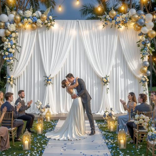 20x15ft White Backdrop Curtains for Parties Wedding Photo Wrinkle Free - Image 4